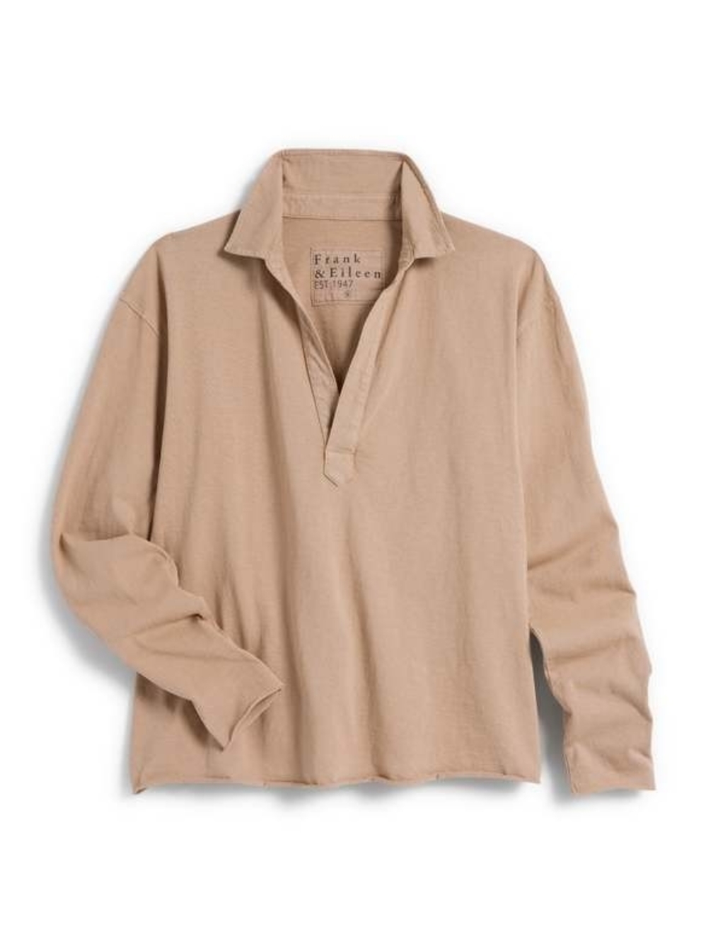 Frank & Eileen Patrick Popover Henley Long-Sleeve Polo in Beige Xsmall